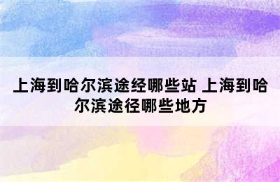 上海到哈尔滨途经哪些站 上海到哈尔滨途径哪些地方